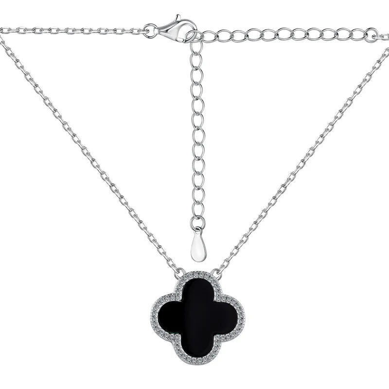 Colier Aura Black Onyx Clover